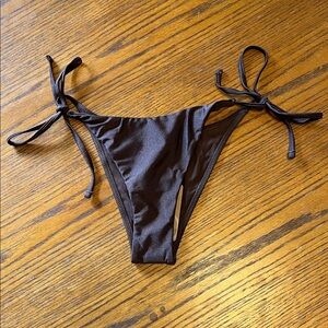 NWT Chocolate Brown Berlook High Cut Cheeky Bikini Bottom with Hip Ties XS